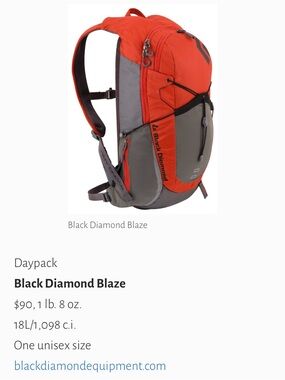 Black Diamond Blaze Backpack - Orange and Gray
